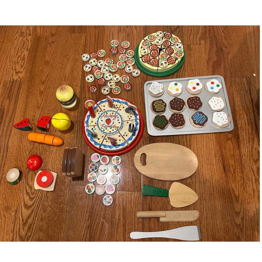 Melissa and Doug Wooden food set large lot - not complete/ replacements